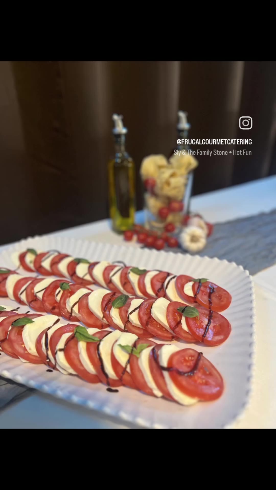 Fresh caprese platter prepared by Frugal Gourmet Catering